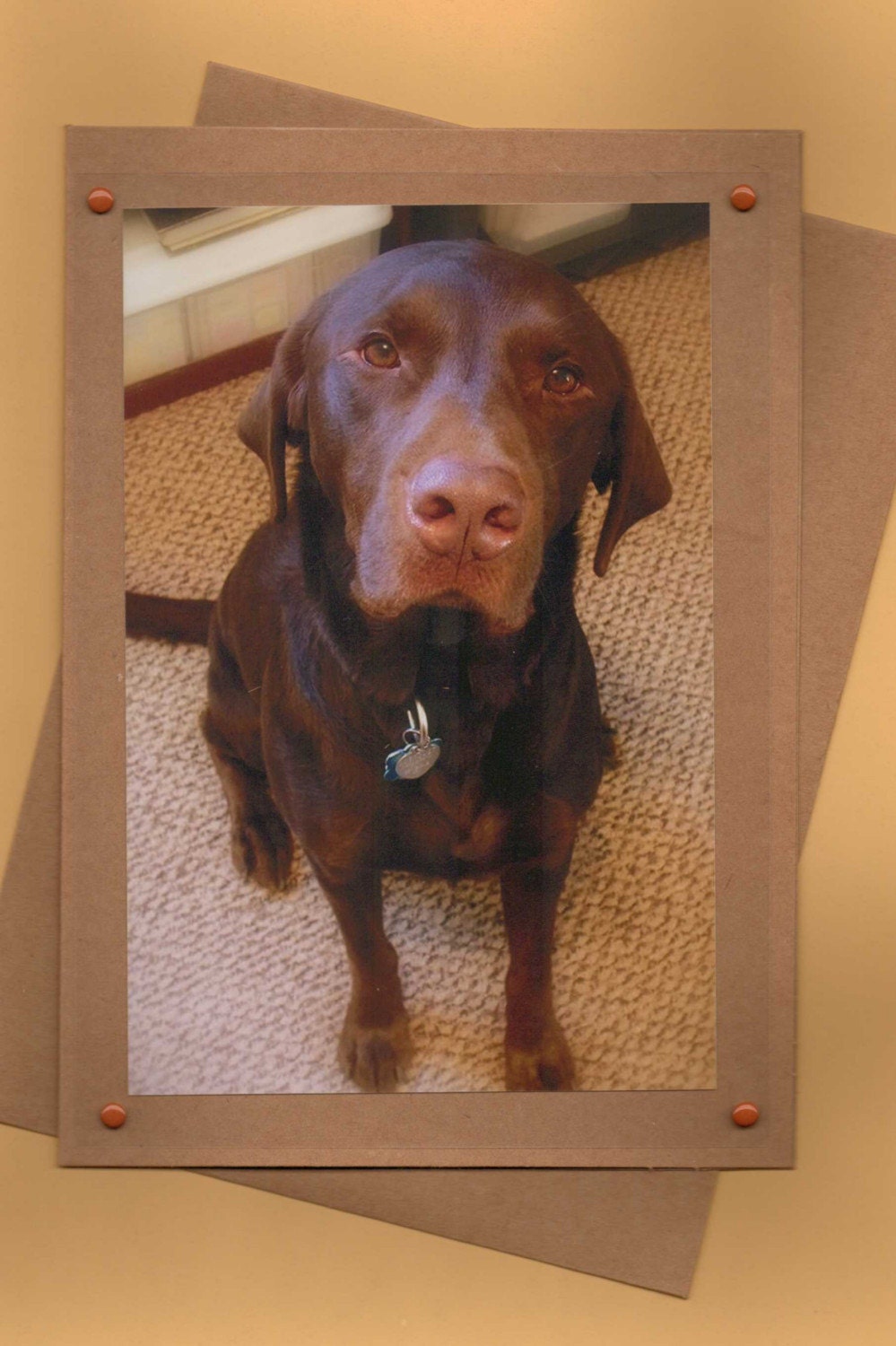 Chocolate Lab Dog Handmade Greeting Card for Chocolate Lovers