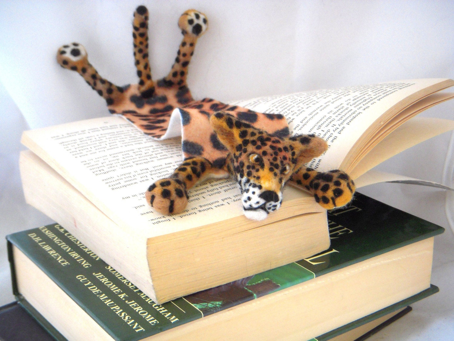 Splat - Leopard - needle felted bookmark
