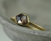 Rose cut diamond bezel ring - 18K gold - engagement