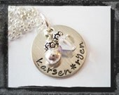 Sterling Silver Name Disc Tag Necklace in FUN FONT