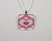 Heart to Hearts Square Glass Pendant Necklace (Style 324)