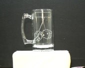Etched hanging dice beer mug
