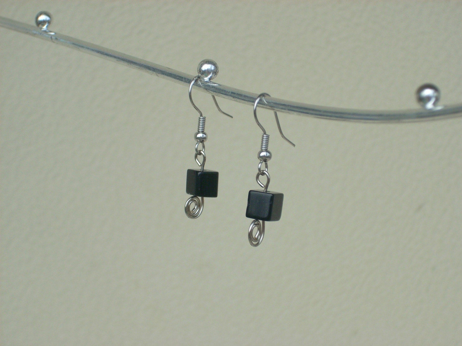 Black Onyx Spiral Earrings