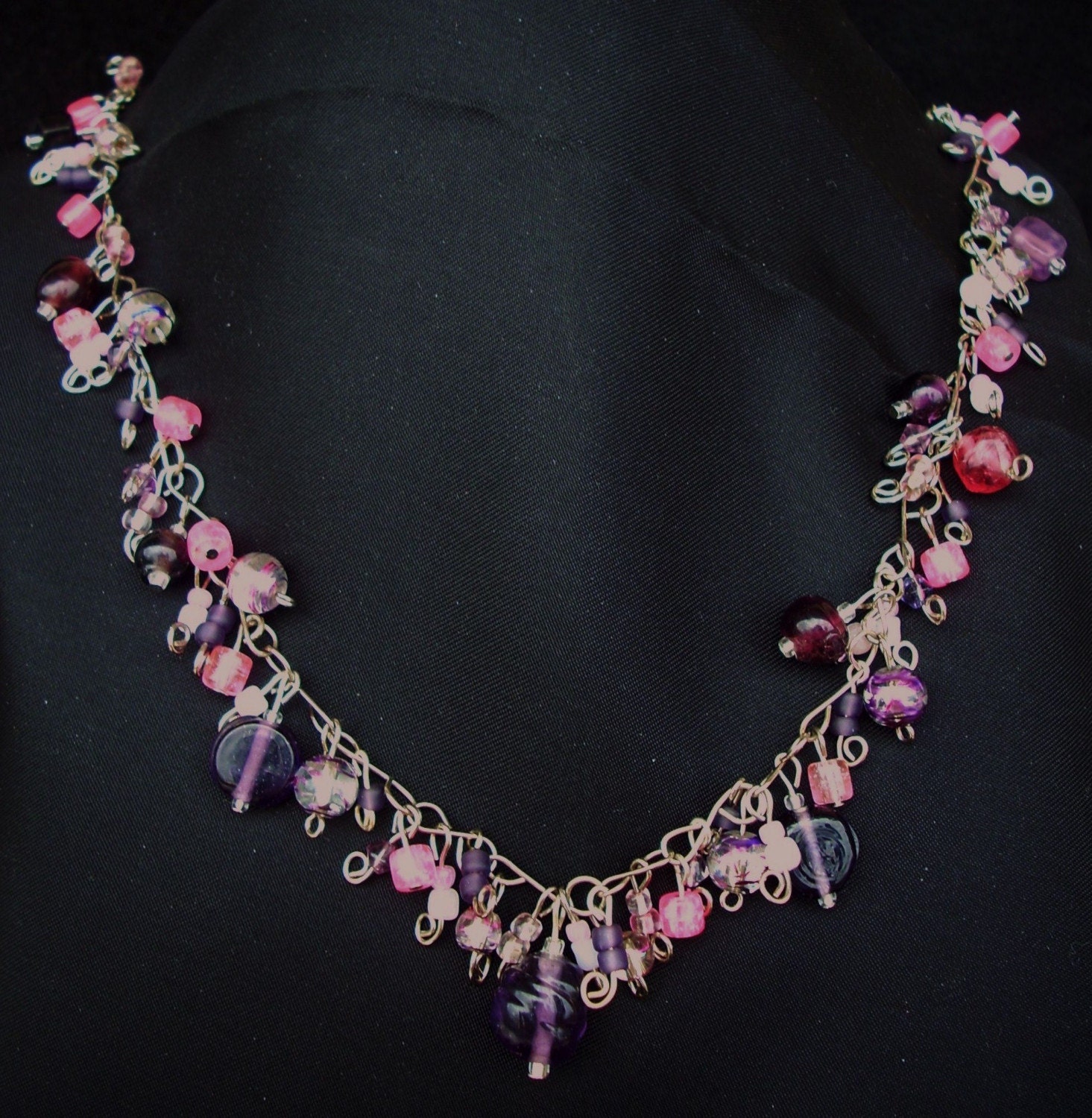 Purple-Pink Cluster Necklace