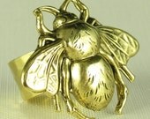 Antiqued Gold Bumble Bee  Adjustable Ring