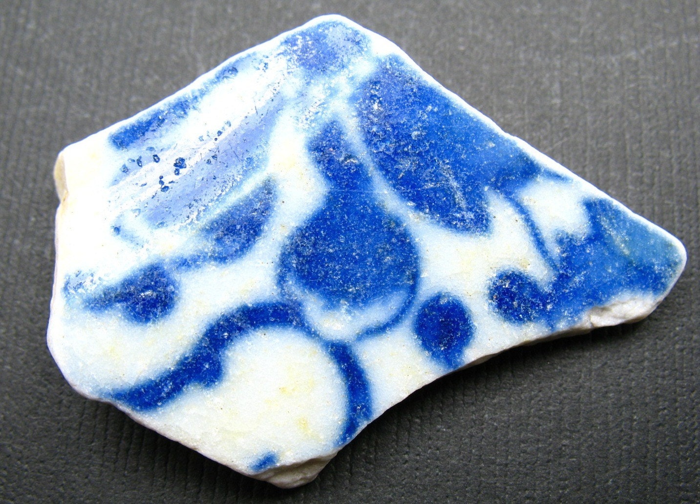 BEAUTIFUL Sea Glass Ceramic piece with Cobalt Blue Pattern