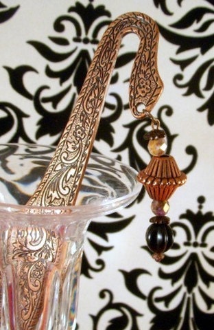 Copper Bookmark with Vintage Copper Bead