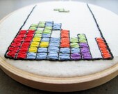 Tetris Embroidered Wall Art - Natural Wood Frame - Only One