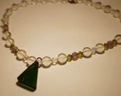 Recycled Wine Bottle Pendant with Genuine Semi Precious Stones