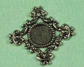 6 Antique Silver Round Stone Setting Jewelry Finding 661