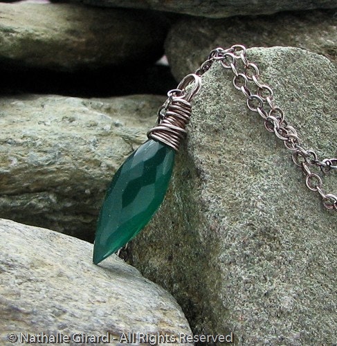 Emerald Green Onyx Pendant in Sterling Silver