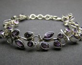 Artisan Handmade 925 sterling silver Amethyst Purple gemstone Bridal, Bridesmaid, Wedding  anniversary gift fine jewelry Bracelet