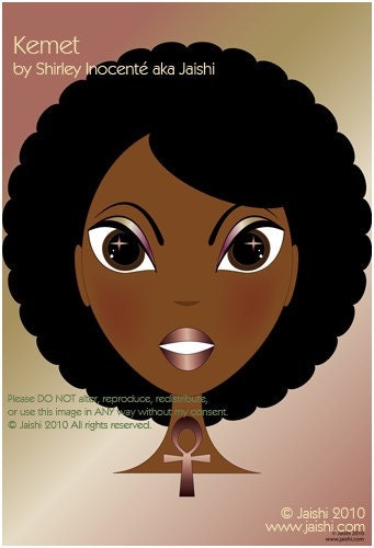 Big Eyed African American Art by Jaishi LARGE 13in x 19in