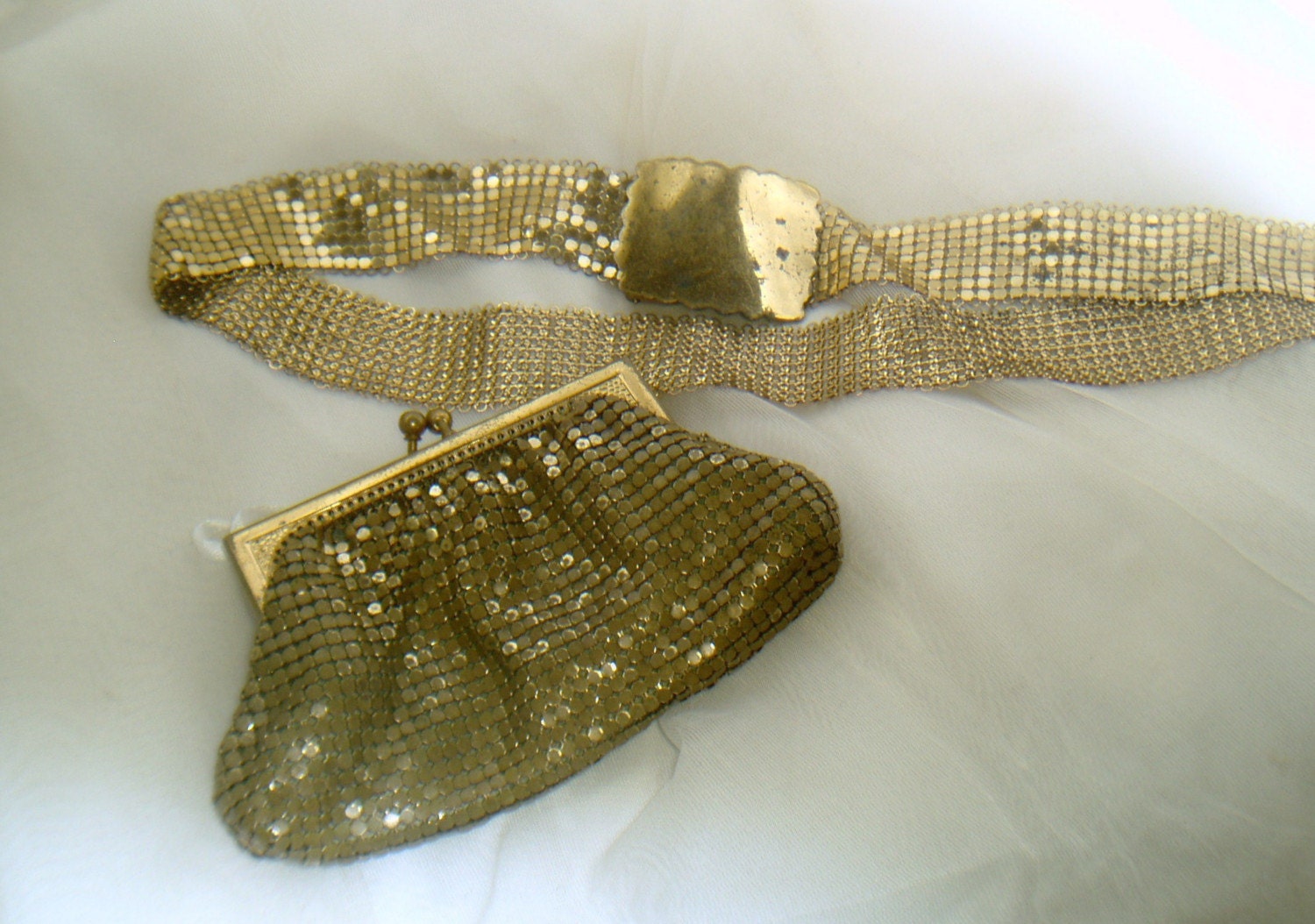 Antique Whiting and Davis Coin Purse and Flapper Belt