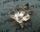 drop earrings in copper and sterling, Clematis