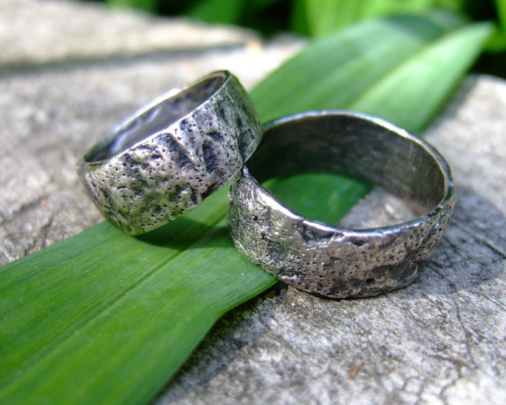 Strong Oak  handmade fine silver ring set