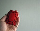 RUBY - screen printed felt Keyring (RED)