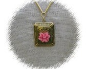 Extra Long Faux Gold Pearl Necklace with Pendant and Flower Accents