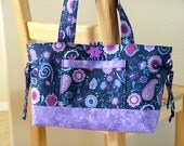 Clearance  The TAYLOR  Navy and Lavender Floral Purse