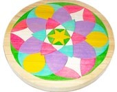 Mosaic Puzzle -  Waldorf Toy -  Wooden Mandala - Orbs In Flight