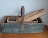 vintage primitive wood and leather box
