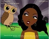 Haitian Nursery Rhyme Art Owl Girl Jaishi - Ti Zwazo - LARGE PRINT
