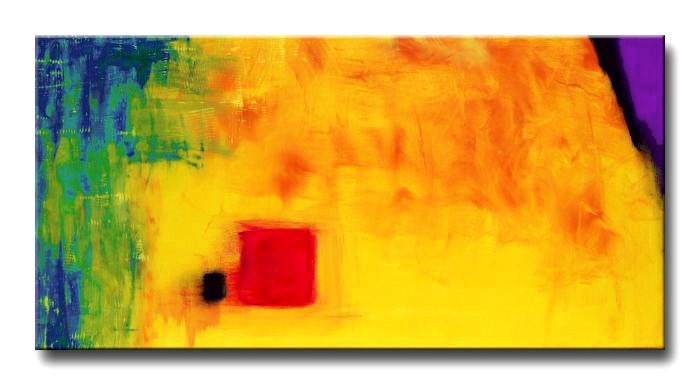 Yellow Painting Red Abstract Art Green Blue Squares Geometrical Modern Contemporary Free Shipping Large Canvas - Venus Rising