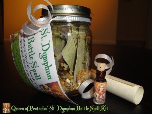 St. Dymphna Hoodoo Bottle Spell Kit for Mental Health and Clarity