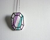 RUBY - screen printed fabric necklace (rainbow)