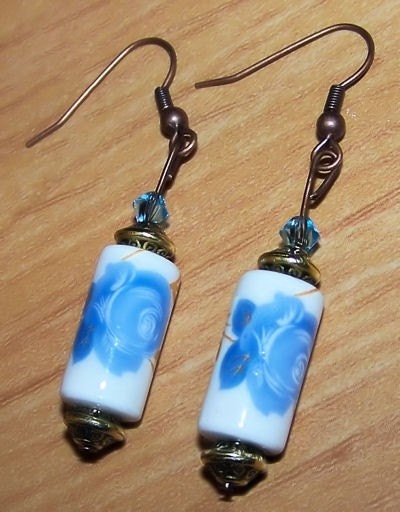 Blue Rose Earrings