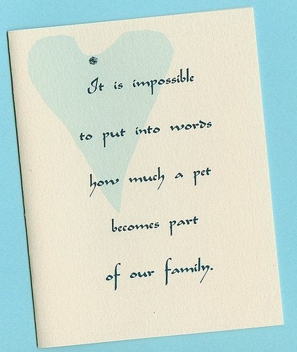 Pet Sympathy Card - Part of our Family, pet condolence card, pet loss card