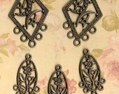 Celestial flower jewelry connectors bronze metal destash lot - 5