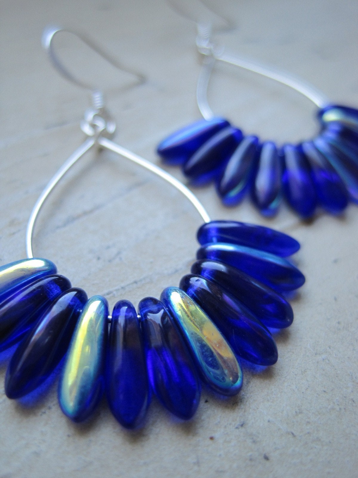 Electric Blue (handmade beaded hoop earrings)
