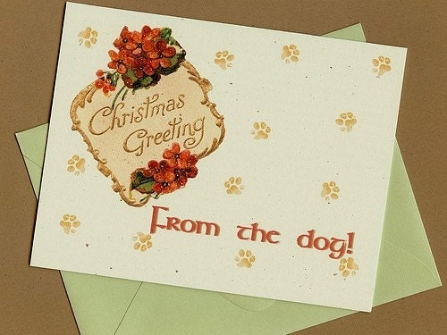 After Christmas Card Sale - from the Dog cards, set of 4, Vintage Style - 50% Percent Off