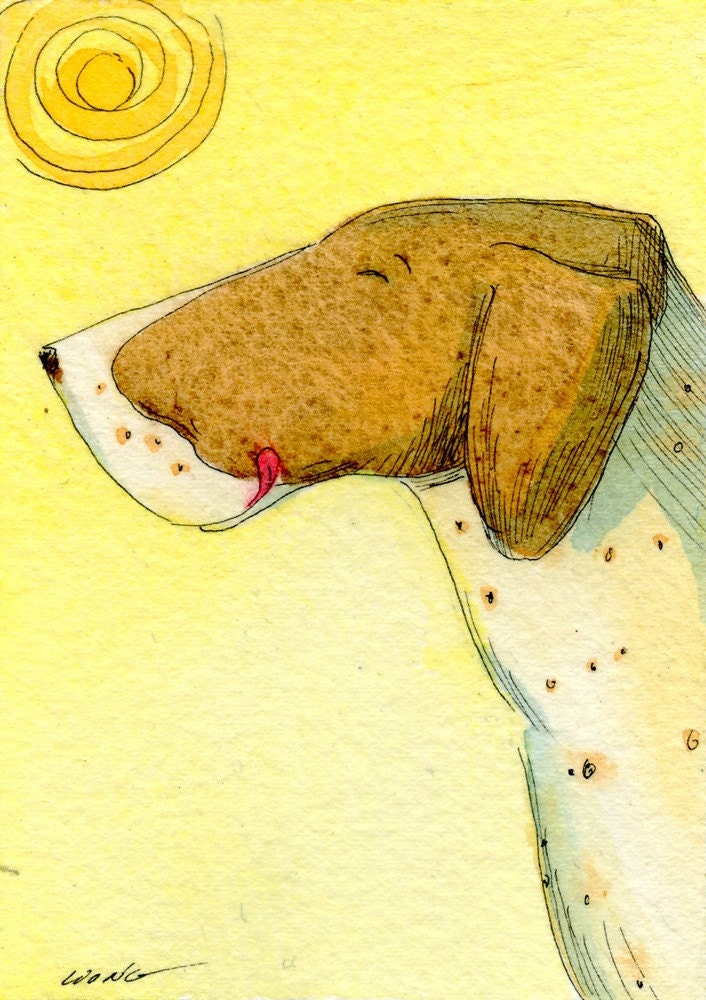 Original ACEO Painting -- Happy Pointer