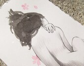 Little Dreamer original pencil and watercolor drawing