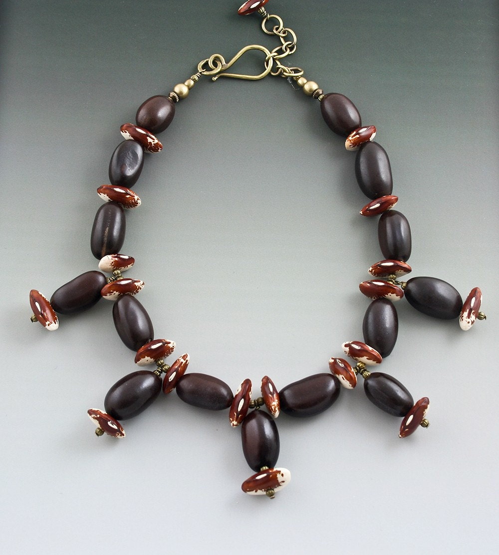 Jatoba and Fava Rosa Necklace - Natural Seeds from the Amazon Rainforest - Eco-Friendly