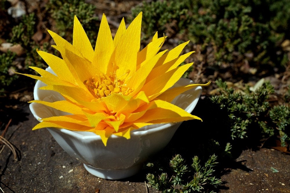 cactus flower with vintage stamens -  paper flower for gift, wedding, or home decor