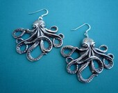awesome extra large silver octopus earrings
