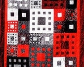 Quilt--Geometric Boxes in Black, White and Red
