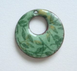 Green Leaves Enameled pendant