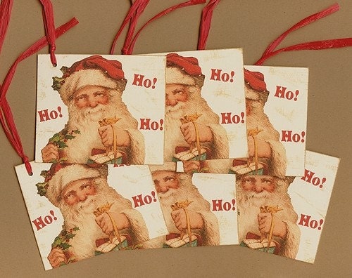 CLEARANCE SALE Christmas Tags - Vintage Style Santa - 50 Percent Off