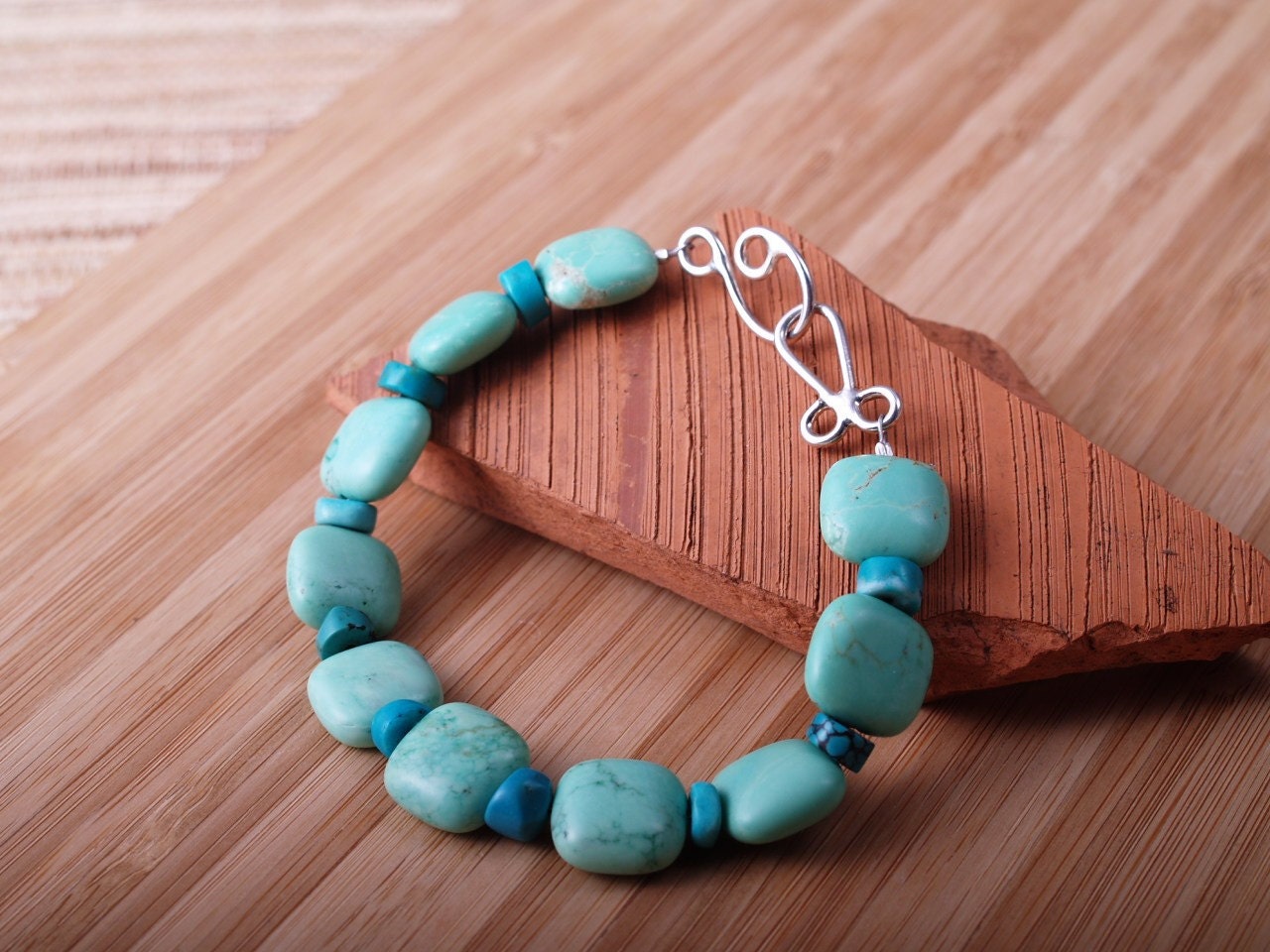 Turquoise chicklet bracelet