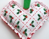 Christmas Holiday Cotton and Felt Heart Tree Decoration - Set of 3