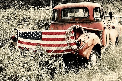 Americana 1949 GMC Jimmy and American Flag 16 x 20 Print