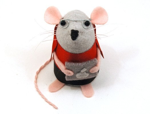 Mac Geek Computer Mouse ornament felt rat hamster mice cute gift for animal lover or collector by TheHouseofMouse - Cody - READY TO SHIP