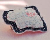 Felt Cat Lady Brooch - Embroidered Pink and Blue Pin