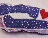 Felt Brooch - Sewing Goddess Heart Pink Gingham