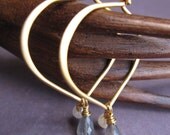 small lotus petal hoops with labradorite and pearls