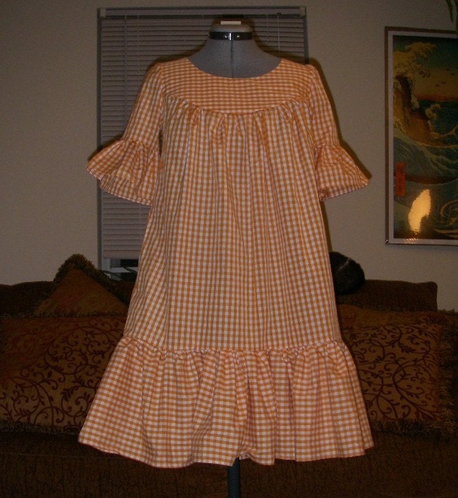 NEW STYLE - Orange Gingham Bluegrass Dress